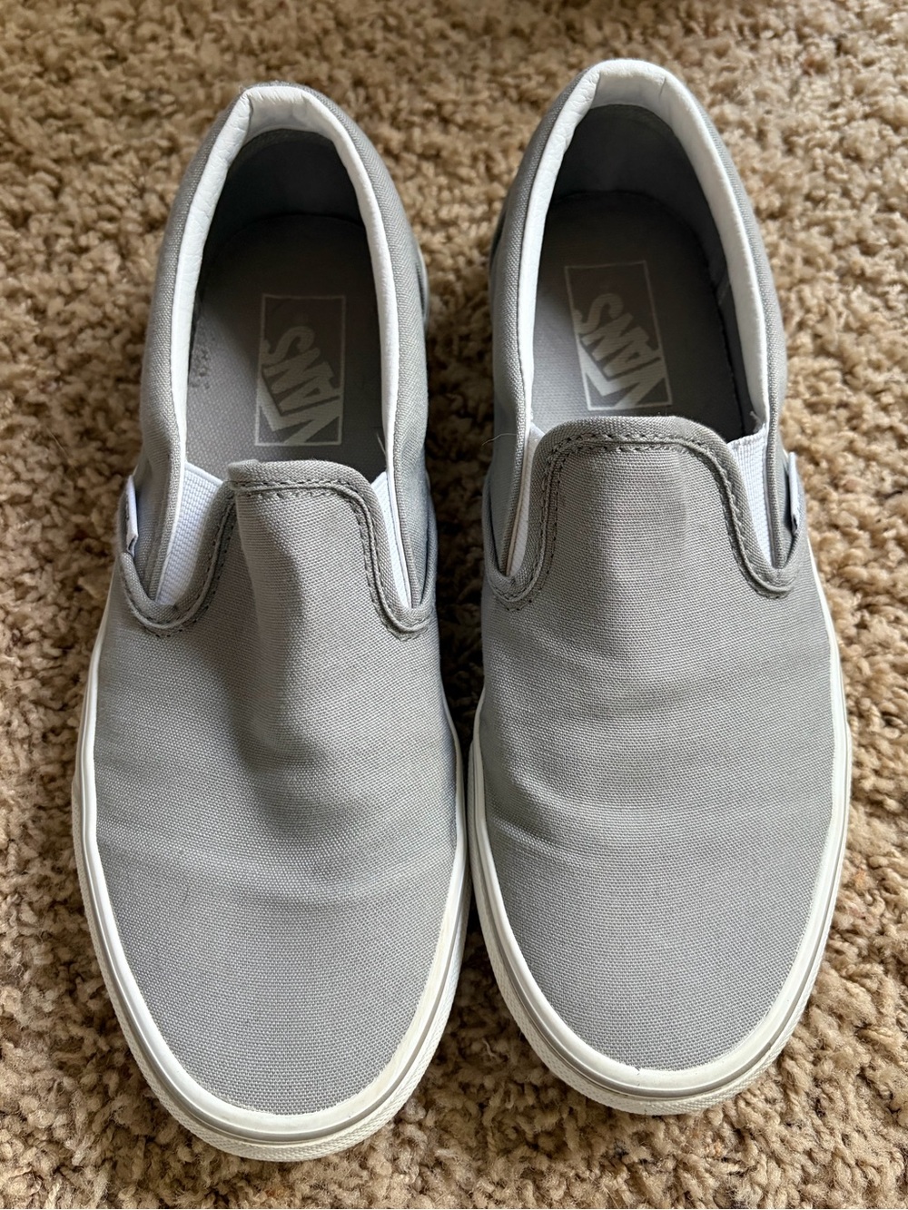 Gray vans slip ons